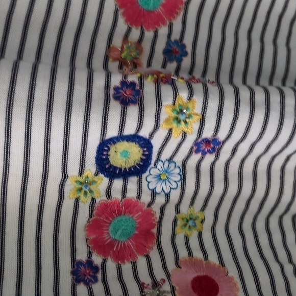 Talbots Petite Striped Embellished Lightweight Knit Boho Coastal Pullover Sz XLP - Picture 6 of 11